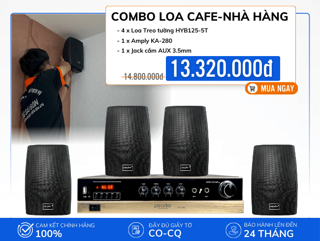 Loa treo tường HYB125-5T nghe nhạc hay, giá mềm cho cafe, nhà hàng
