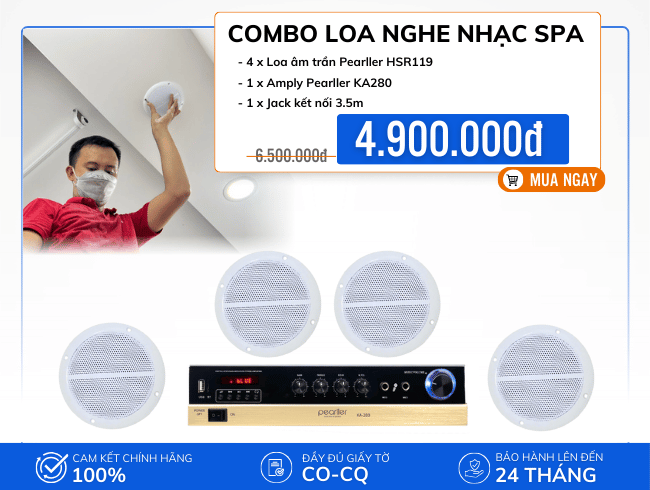 Bộ loa âm trần HSR119 nghe nhạc hay, giá tốt cho Spa
