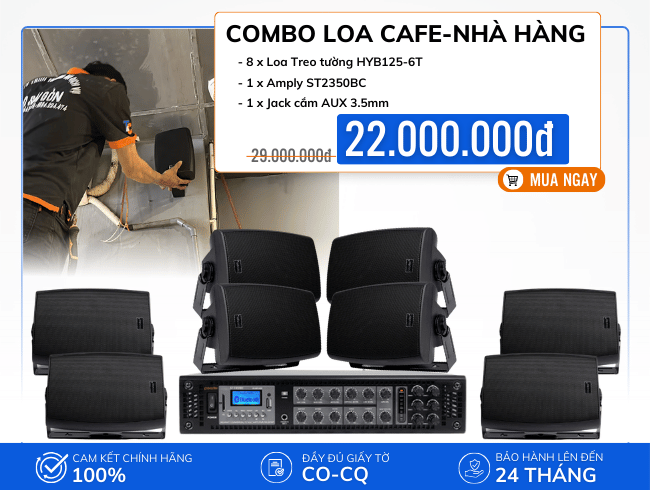 Bộ loa treo tường HYB125-6T cho cafe, nhà hàng