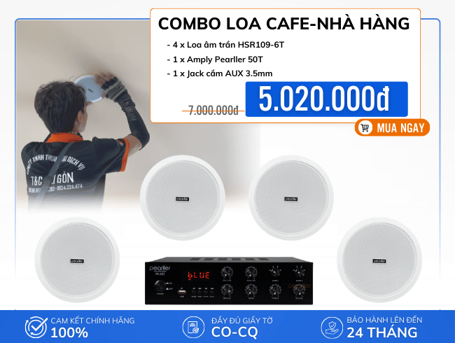 Bộ loa âm trần nghe nhạc hay, giá rẻ cho cafe, nhà hàng