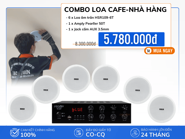 Loa âm trần HSR109-6T nghe nhạc chill cho cafe, nhà hàng