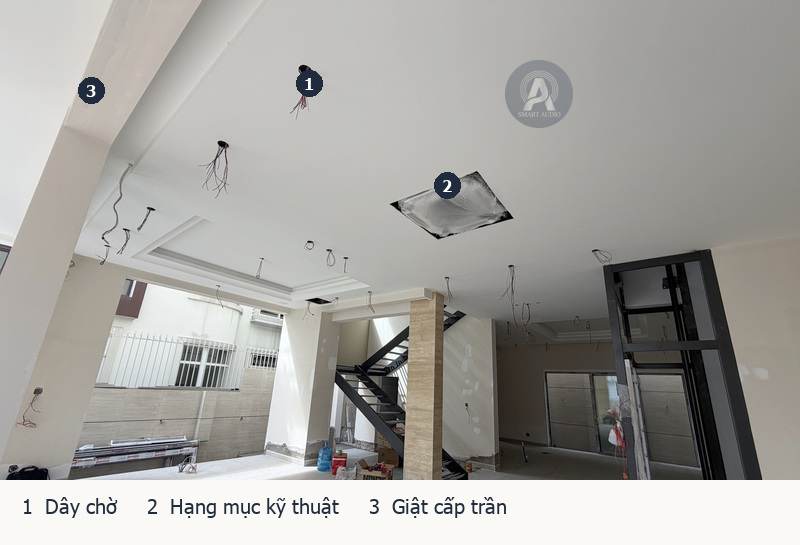 Hiện trạng trần và dây chờ tại công trình nhà ở Bình Lợi