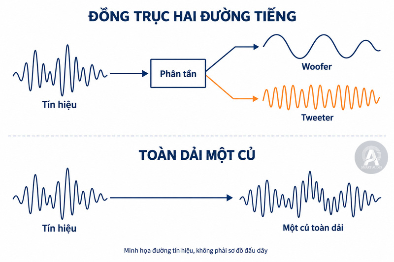 Sơ đồ nguyên lý chia tín hiệu cho loa đồng trục và loa toàn dải một củ