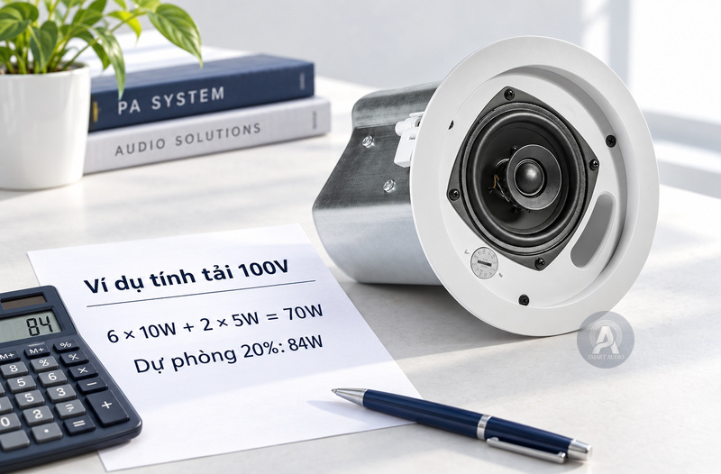 Lựa chọn công suất amply theo tổng nấc tap của tuyến loa 100V