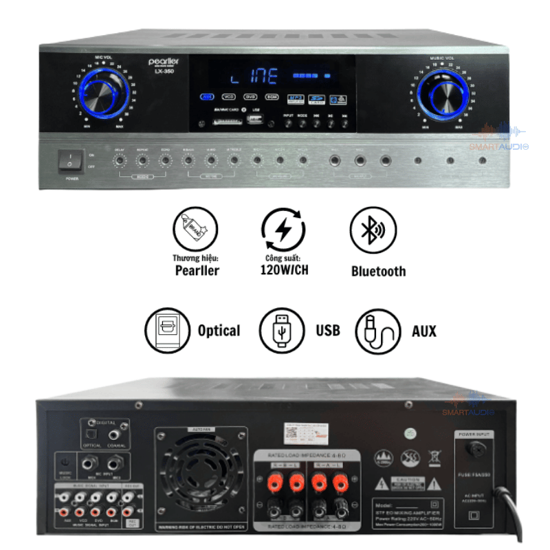 Amply Pealler LX-350 tiện lợi giúp kết nối ổn định hệ thống 4 loa âm trần