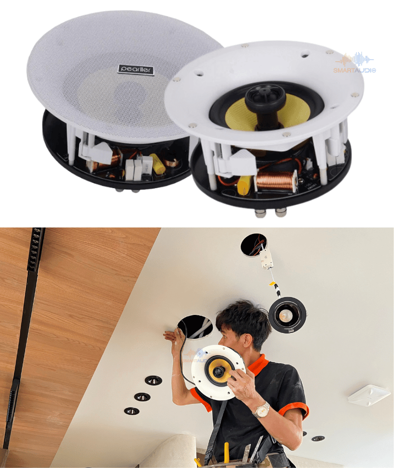 Lắp đặt loa Pearller HSR177-5C tại phòng khách